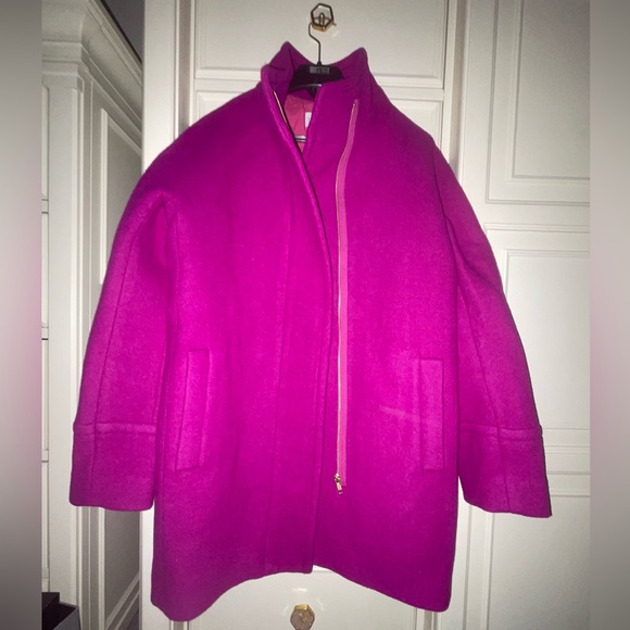 Fuchsia J-Crew Wool Coat. Size 4 - Picture 1 of 3